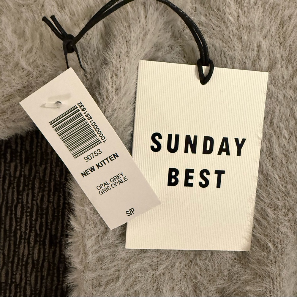 NWT Aritzia Sunday Best Fuzzy New Kitten Sweater Opal Grey - Picture 7 of 9